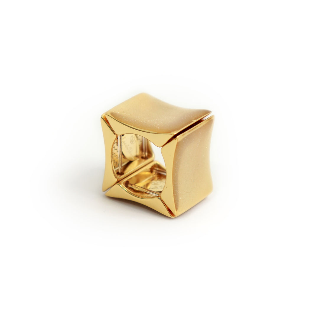 Ring Square Resin Beige and Golden