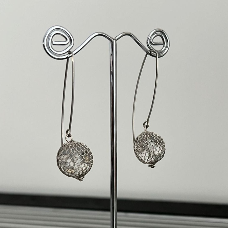 Earrings Silver Disco Globe