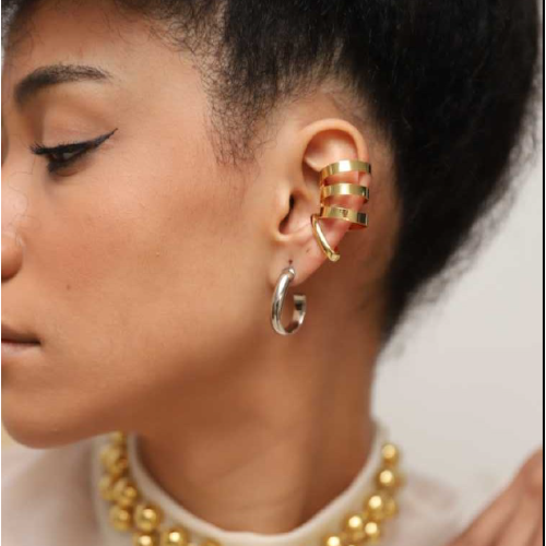 Earrings and Ear Hook Set Golden