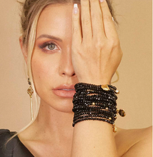 Load image into Gallery viewer, Bracelet Set Black Crystal Beads
