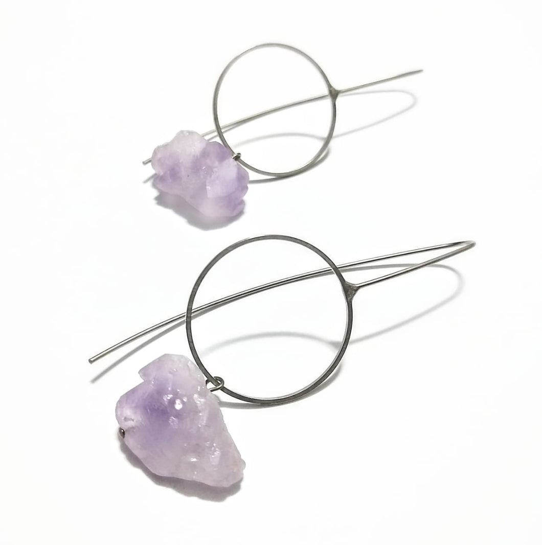 Earrings Anzol Stone Purple