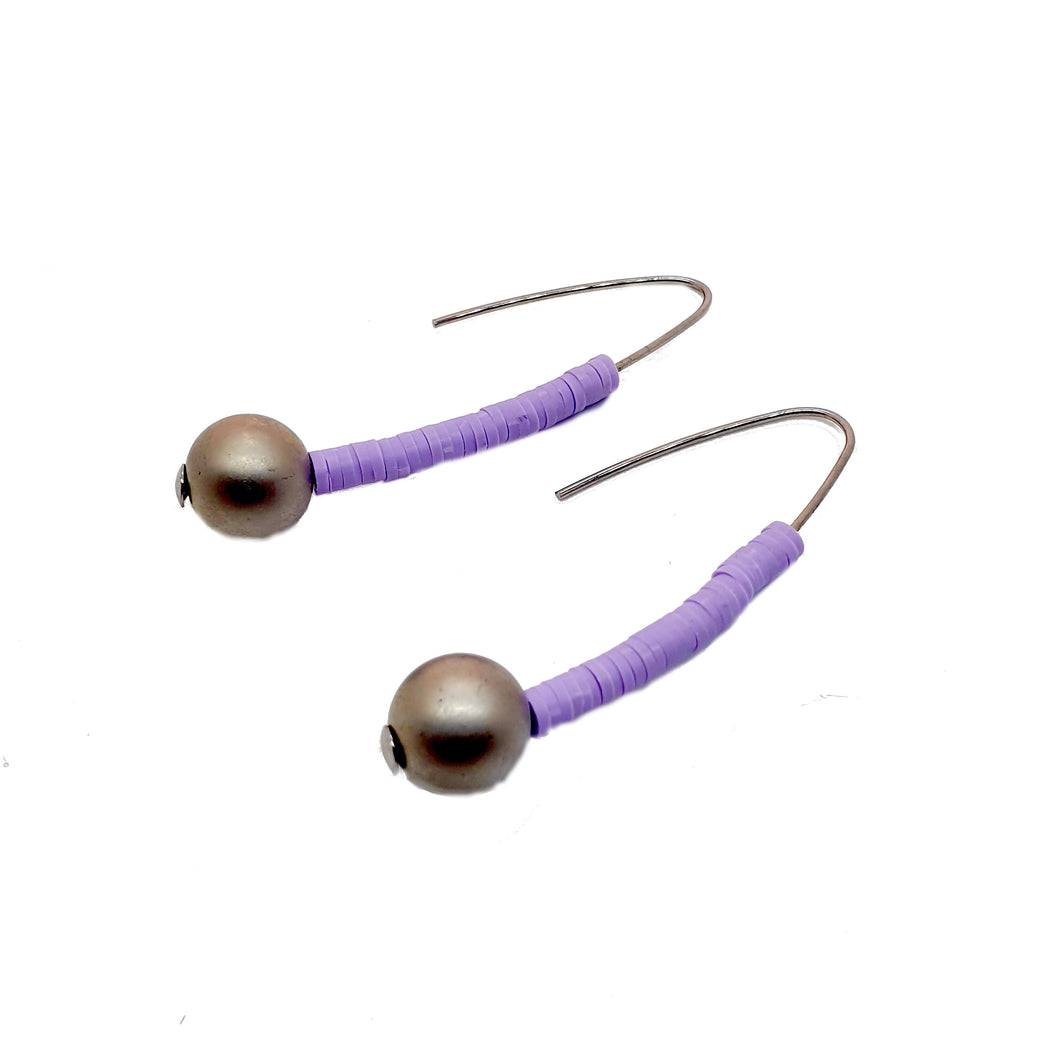 Earrings  Purple Rubber