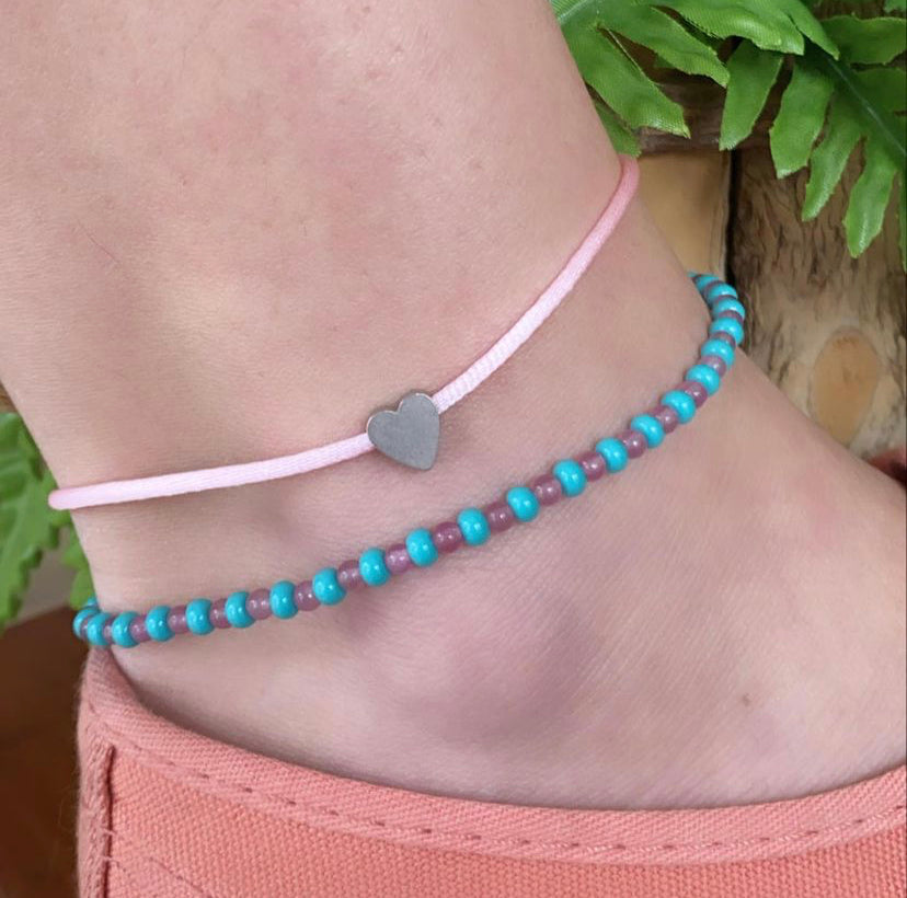 Anklet Pink and Blue Heart
