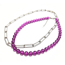 Load image into Gallery viewer, Necklace Duo Pink and Silver
